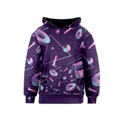 Retrowave Aesthetic Vaporwave Retro Memphis Pattern 80s Design Geometrical Shapes Futurist Pink Blue 3d Kids  Pullover Hoodie by genx