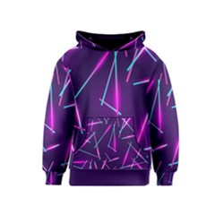 Retrowave Aesthetic Vaporwave Retro Memphis Pattern 80s Design Geometric Shapes Futurist Purple Pink Blue Neon Light Kids  Pullover Hoodie by genx