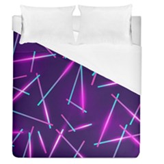 Retrowave Aesthetic Vaporwave Retro Memphis Pattern 80s Design Geometric Shapes Futurist Purple Pink Blue Neon Light Duvet Cover (queen Size) by genx