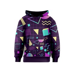 Retrowave Aesthetic Vaporwave Retro Memphis Pattern 80s Design 3d Geometric Shapes Kids  Pullover Hoodie by genx