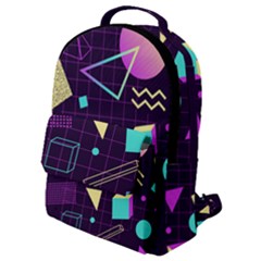 Retrowave Aesthetic Vaporwave Retro Memphis Pattern 80s Design 3d Geometric Shapes Flap Pocket Backpack (small) by genx