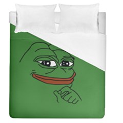 Pepe The Frog Smug Face With Smile And Hand On Chin Meme Kekistan All Over Print Green Duvet Cover (queen Size) by snek