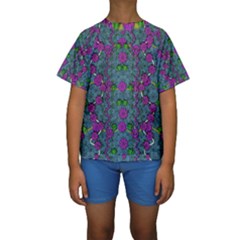 The Most Beautiful Flower Forest On Earth Kids  Short Sleeve Swimwear by pepitasart