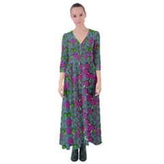 The Most Beautiful Flower Forest On Earth Button Up Maxi Dress by pepitasart