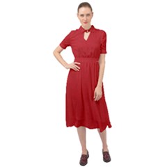 Red Christmas Elf Funny Realistic Costume Keyhole Neckline Chiffon Dress by snek