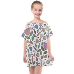 Floral Pattern Kids  One Piece Chiffon Dress by Valentinaart