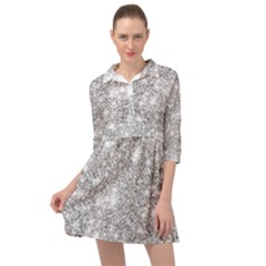 Silver And White Glitters Metallic Finish Party Texture Background Imitation Mini Skater Shirt Dress by genx