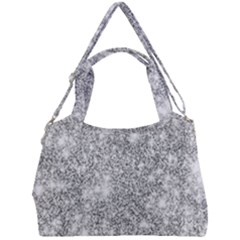 Silver And White Glitters Metallic Finish Party Texture Background Imitation Double Compartment Shoulder Bag by genx