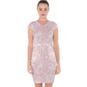 Rose Gold Pink Glitters metallic finish party texture imitation pattern Capsleeve Drawstring Dress  View1