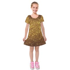 Gold Glitters Metallic Finish Party Texture Background Faux Shine Pattern Kids  Short Sleeve Velvet Dress by genx