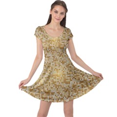 Retro Gold Glitters Golden Disco Ball Optical Illusion Cap Sleeve Dress by genx