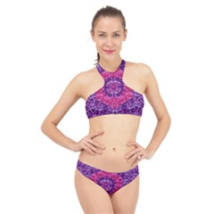 Flowers And Purple Suprise To Love And Enjoy High Neck Bikini Set by pepitasart