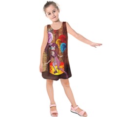 Cute Little Harlequin Kids  Sleeveless Dress by FantasyWorld7