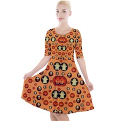 Happy Pumkins And Ghosts And  They Love The Season Quarter Sleeve A-line Dress by pepitasart