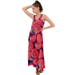 Fraise Bonbons V-neck Chiffon Maxi Dress by kcreatif