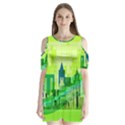 Architecture Skyline Shoulder Cutout Velvet One Piece View1