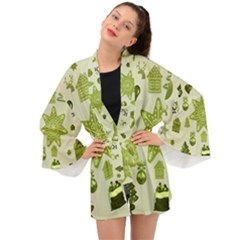 Christmas Symbols Decoration Long Sleeve Kimono by Wegoenart