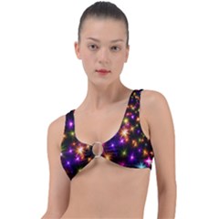 Star Colorful Christmas Abstract Ring Detail Bikini Top by Wegoenart