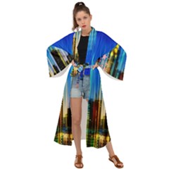 Skyline Frankfurt Christmas Star Maxi Kimono by Wegoenart