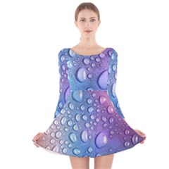 Drop Of Water Rainbow Wet Liquid Long Sleeve Velvet Skater Dress by Wegoenart