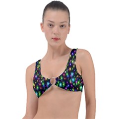 Star Colorful Christmas Abstract Ring Detail Bikini Top by Wegoenart