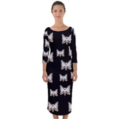 Bats In The Night Ornate Quarter Sleeve Midi Bodycon Dress by pepitasart