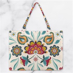 Baatik Print  Zipper Medium Tote Bag by designsbymallika