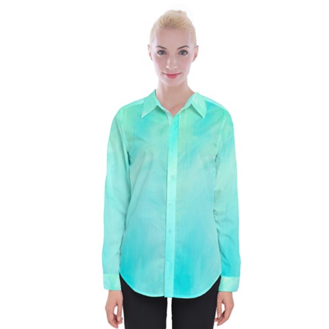 Blue Green Shades Womens Long Sleeve Shirt by designsbymallika