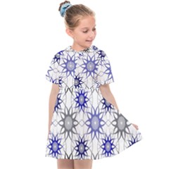 Pearl Pattern Floral Design Art Digital Seamless Blue Black Kids  Sailor Dress by Vaneshart