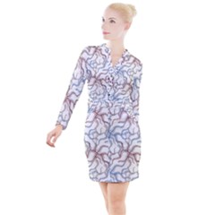 Pearl Pattern Floral Design Art Digital Seamless Button Long Sleeve Dress by Vaneshart