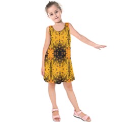 Pattern Wallpaper Background Yellow Amber Black Kids  Sleeveless Dress by Vaneshart