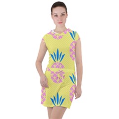 Summer Pineapple Seamless Pattern Drawstring Hooded Dress by Sobalvarro