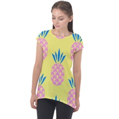 Summer Pineapple Seamless Pattern Cap Sleeve High Low Top by Sobalvarro