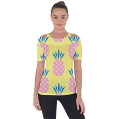 Summer Pineapple Seamless Pattern Shoulder Cut Out Short Sleeve Top by Sobalvarro