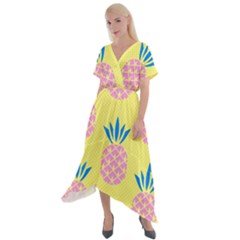 Summer Pineapple Seamless Pattern Cross Front Sharkbite Hem Maxi Dress by Sobalvarro