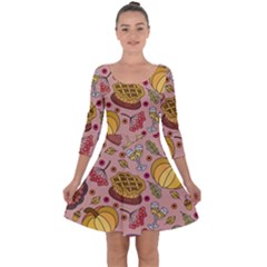 Thanksgiving Pattern Quarter Sleeve Skater Dress by Sobalvarro