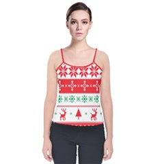 Ugly Christmas Sweater Pattern Velvet Spaghetti Strap Top by Sobalvarro