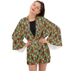 Colorful Modern Geometric Print Pattern Long Sleeve Kimono by dflcprintsclothing