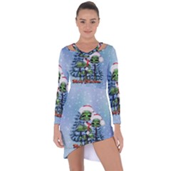 Merry Christmas, Funny Mushroom With Christmas Hat Asymmetric Cut-out Shift Dress by FantasyWorld7