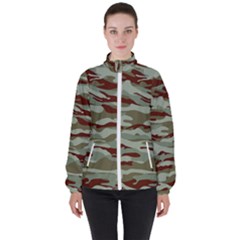 Brown And Green Camo Women s High Neck Windbreaker by McCallaCoultureArmyShop