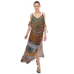 Aboriginal Traditional Pattern Maxi Chiffon Cover Up Dress by Sapixe