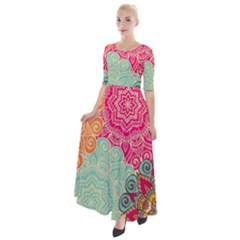 Art Abstract Pattern Half Sleeves Maxi Dress by Sapixe