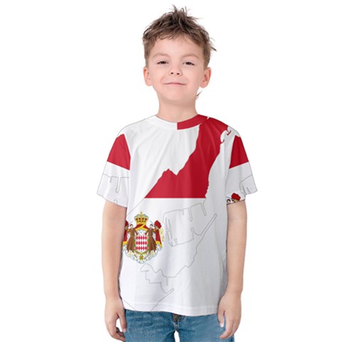 Monaco Country Europe Flag Borders Kids  Cotton Tee by Sapixe