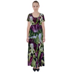 Salad Lettuce Vegetable High Waist Short Sleeve Maxi Dress by Sapixe