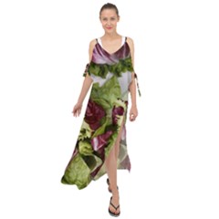 Salad Lettuce Vegetable Maxi Chiffon Cover Up Dress by Sapixe