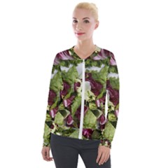 Salad Lettuce Vegetable Velour Zip Up Jacket by Sapixe