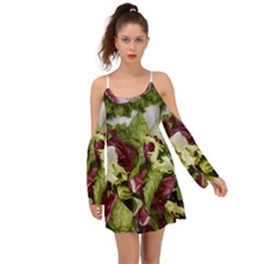 Salad Lettuce Vegetable Kimono Sleeves Boho Dress by Sapixe