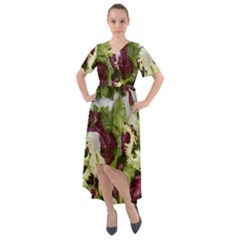 Salad Lettuce Vegetable Front Wrap High Low Dress by Sapixe