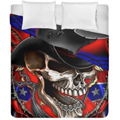 Confederate Flag Usa America United States Csa Civil War Rebel Dixie Military Poster Skull Duvet Cover Double Side (california King Size) by Sapixe