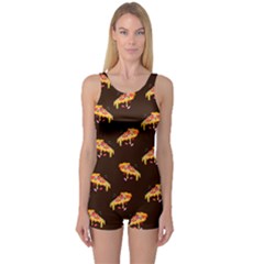 Pizza Is Love One Piece Boyleg Swimsuit by designsbymallika